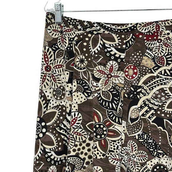 Chico’s 3 (US 16) Brown/Tan Polyester/Spandex Floral Print Elastic Waist Skirt - Picture 3 of 9